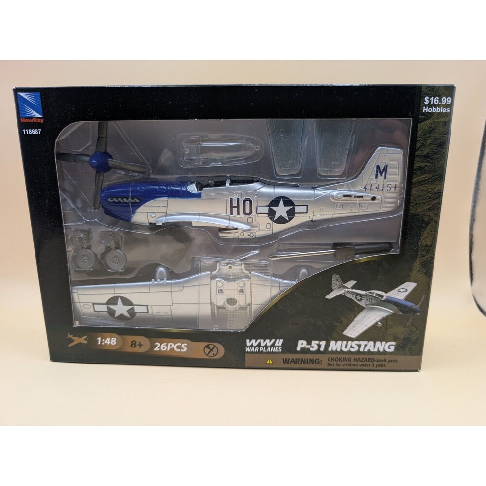 NewRay 1:48 P-51 Mustang WWII Warbird Model Kit 118687 Articulating Gear